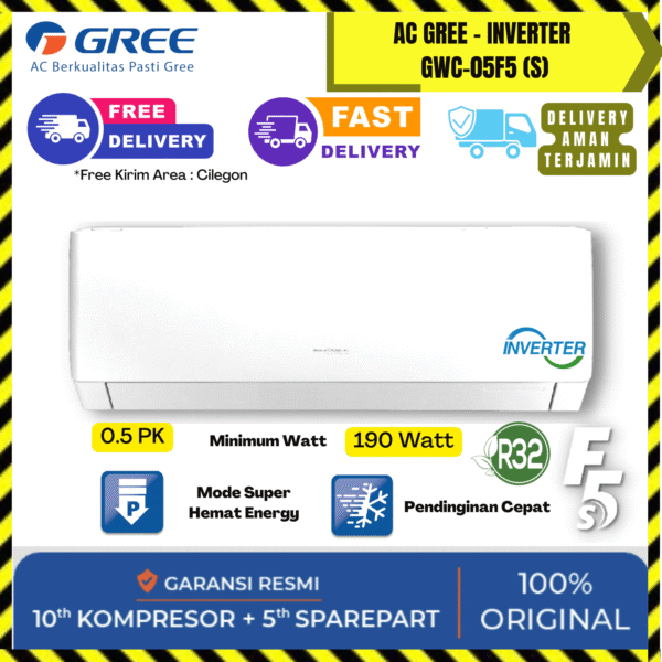 AC Gree Wall Mounted Inverter 1/2PK (GWC-05F5-S) – Unit Only