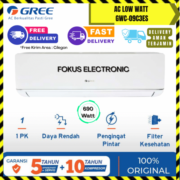 AC Gree Wall Mounted 1PK (GWC-09C3ES) – Unit Only
