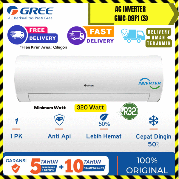AC Gree Wall Mounted Inverter 1PK (GWC-09F1-S) – Unit Only