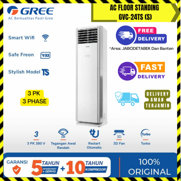AC Gree Floor Standing 3PK (GVC-24TS(S)) – Unit Only