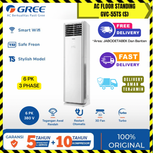 AC Gree Floor Standing 6PK (GVC-55TS(S)) – Unit Only