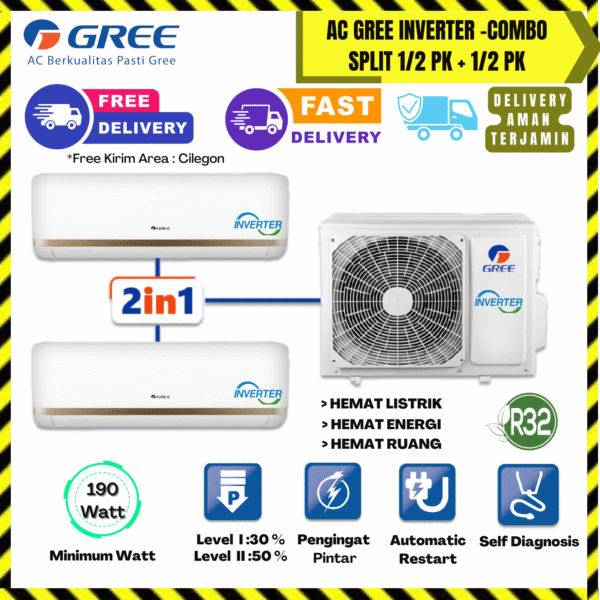 AC GREE COMBO SPLIT INVERTER (1/2 PK+1/2 PK)