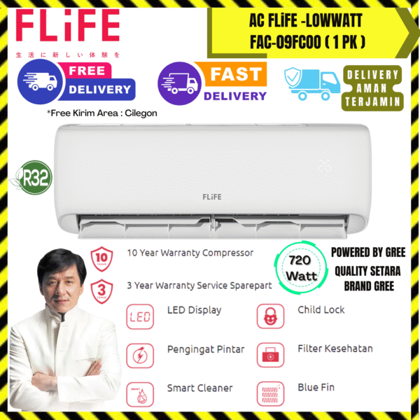 AC Flife Wall Mounted Low Watt 1PK (FAC-09FC00) – Unit Only